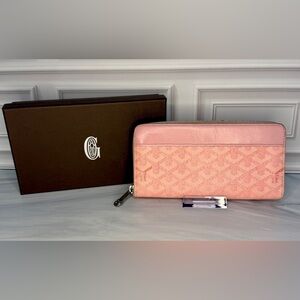 Goyard Pink Zip Around Wallet | Goyardine Canvas | Made in France | Authentic
